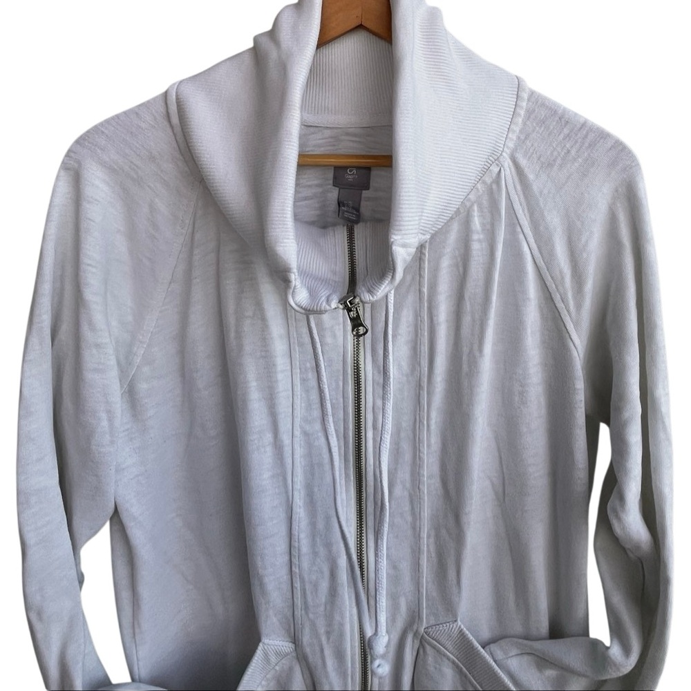 GapFit White Zip Up Athletic Jacket Thumbholes Women’s XL - Picture 3 of 13